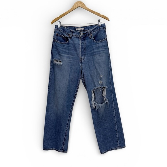 Levi's Denim - Levi’s Premium Ribcage Straight Ankle Jeans Women’s 31 High Rise Distressed Blue